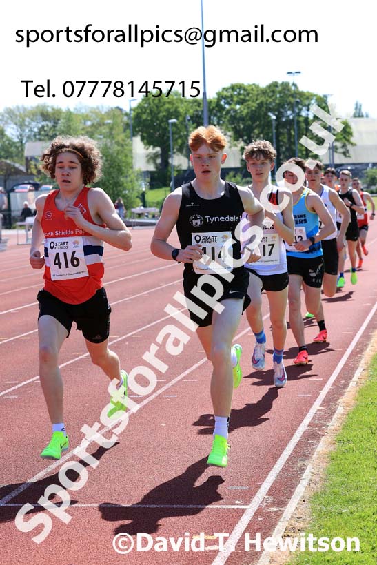 Mens Under-17s 1500 metres, 2024 North Eastern Track and Field Champs., Middlesbrough.  Photo: David T. Hewitson/Sports for All Pics
